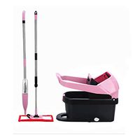 MOP Spinning and Bucket Cleaning Set Pedal Type with Spray Bottle 360° Clean Pink Head Cloth4