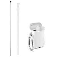 Vantic Collapsible Reusable Silicone Straws, Portable Drinking Straw with Travel Case & Cleaning Brush - Clear White