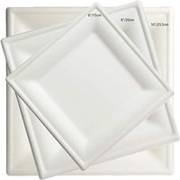 Brheez 8” Elegant Heavy Duty Square Plates 100% Natural Sugarcane Bagasse, Biodegradable and Compostable - Pack of 60