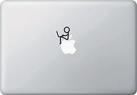Yadda-Yadda Design Co. Stick Figure Working on MacBook, While Sitting on a MacBook - Computer Cut Laptop/MacBook Vinyl Decal YYDC (1.25" w x 1.75" h) (Black)