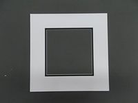 (1) 12x12 Square White and Black Double Picture Mats with White Core Bevel Cut for 8x8 Pictures