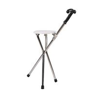 Collapsible Old Man Walking Stick, Old Cane Chair Light Folding Three-Legged Cane Stool Stainless Steel Elderly Support Health Stool