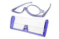 Tete Makeup Glasses Magnifying Swivel Single Lens Make Up Application Magnifier Eyeglasses Extra Durable Cosmetic Glasses with Stylish Case Purple Frame (+2.50)