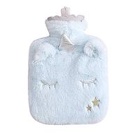 STOBOK Rubber Hot Water Bag with Plush Cover Reuesable Winter Warm Water Bag Faux Fur Bowknot Hand Warmer for Girls Boys Kids 500ml (Blue)