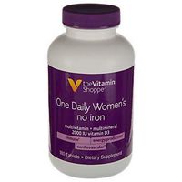 The Vitamin Shoppe One Daily Women's Multivitamin with No Iron, 2,000IU Vitamin D3, Multimineral Supplement, Supports Energy Production, Supports Cardiovascular and Immune Health (180 Tablets)