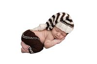 Newborn Photography Props Baby Boy Knitted Outfits Crochet Photo Hat Pants Set (Coffee)
