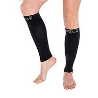 Calf Compression Sleeve - Graduated Compression Socks for Shin Splint, Recovery, Varicose Veins, Maternity, for Men & Women (Large-X Large) Calf Size 18"-20" Black