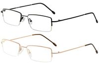 Reading Glasses Set of 2 Half Rim Ultra Lightweight Coordinating Cases Included and Durable Classic Readers for Men and Women +2