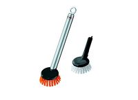 Rösle Stainless Steel Washing-up Brush Antibacterial 9.6-Inch with Replacement Brush 4.5-Inch