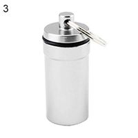 Afco Emergency Pill Box with Key Holder Portable Small Pill Case Capsule Waterproof Seal Aluminum Alloy Clip-On Install Silver