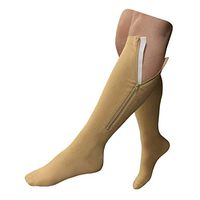 HealthyNees 15-20 mmHg Zipper Compression Extra Wide Plus Size Very Big Large Calf Knee High Fit Leg Fatigue Circulation Support Stocking Closed Toe Sock (Beige, 3XL)