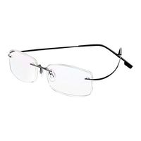 KoKoBin Rimless Reading Glasses Memory Metal Frame Ultra Thin Readers for Men Women Rectangular Lens Black 2.50 Strength