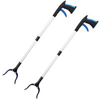 Housolution Reacher Grabber Tool, 32" Foldable Pickup Tool, Lightweight Aluminum Reaching Aid with Rotating Rubber Gripper, Long Arm Extender for Elderly, Litter Trash Picker, Garden Nabber, Blue