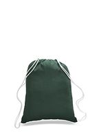 Pack of 2 - Eco-Friendly Reusable Drawstring Bag Economical 6 oz. Cotton Canvas Drawstring Bag Cinch bags size 14"W x 18"H in Forest Green Color - CarryGreen Bag