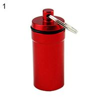 qiguch66 Portable Travel Mini Waterproof Medicine Metal Pill Box Case Stainless Steel Pill Organizer Pill Box Keychain Key Ring Bag Decor Red