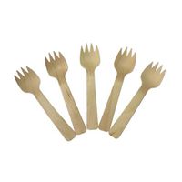 MOONQING 100Pcs Disposable Eco-Friendly Mini Wooden Spork Cake Fork Spoon Knife,Spoon,Size 1