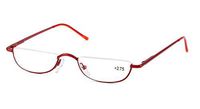 SOOLALA Vintage Designer Alloy Flat Top Half Frame Stylish Slim Reading Glasses, Red, 2.5