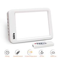 Mlife Light Therapy Lamp - 10000 LUX LED Diammable Brightness Levels and 3 Color Therapy Light with Remote Control - 2019 Portable Sunlight Lamp Light Mimic Therapy, White