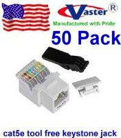SuperEcable - 50 Pack 00056 CAT5E RJ45 Keystone Jack Tooless (White Color)