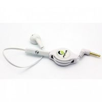 White Retractable 3.5mm Mono Handsfree Headset Earphone Single Earbud with Microphone for Net10 / Straight Talk / Tracfone Samsung Galaxy Proclaim / Galaxy S2 / Galaxy Precedent - Samsung Galaxy S3 SCH-S960L / Galaxy S4 S970 / Galaxy S5