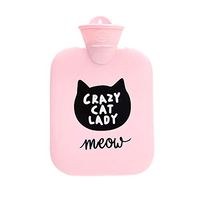 Topdo Hot Water Bottle with Cover Cute Pink Cat Hand Warmers Rubber Explosion-Proof Water Injection Hot Water Bag for Cold Winter Women Men Girls Boys Students Babys 900ml