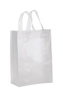 Medium Clear Frosted Plastic Gift Bags - Case of 25