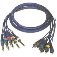 20ft Black 8x RCA Male to 8x 6.3mm Male Mono Multi-Audio Snake Cable