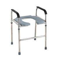 BINZHI Mobile Toilet Chair Stainless Steel Elderly Pregnant Women Disabled Toilet Stool Chair Waterproof Shower Chair Non-Slip Handrail, Bearing Weight 150kg Bedside Toilet (Color : A)