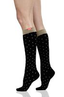 VIM & VIGR 20-30 mmHg Medical Grade Compression Socks for Women & Men (Black & Tan Petite Dots Cotton, M/L)