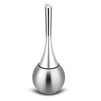 baree shop Silver Toilet Brush Set Bathroom Scrub Cleaner Bowl Design Chrome + Sub Base