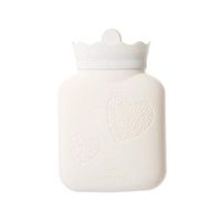 Microwave Heating Bottle Environmental Silicone Transparent Hot Water Bag with Knit Cover, Hot & Cold Therapies - Gift for Birthday, Christmas, Valentine's Day, Gift Exchange Party (White, Short)