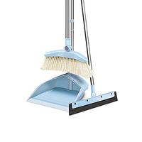 Broom and Dustpan With Long Handle Telescopic Up Non-stick Hair Soft Brush Broom And Dustpan Extra Long Handle Non-Slip Handle Multi-Function Broom Set Home Kitchen Room Lobby Cleaning To