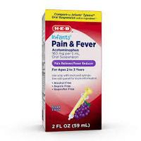H‑E‑B Infants Pain and Fever Acetaminophen for Ages 2 to 3 Grape Flavor 2 OZ