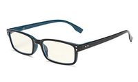 Eyekepper Classical Rectangular Frame Spring-Hinges Computer Glasses Readers Eyeglasses (Black-Blue, 0.50)