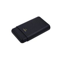 Hongyushanghang Cigarette case, Carbon Fiber Travel Cedar Wood Four Portable Cigar Holsters, Cigar Box, Retractable Cigar Box, Compact, Black, Experience Thin (Color : Black)