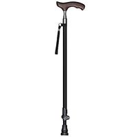 Telescopic Cane Anti-Slip Stick Wooden Grip Carbon Fiber Cane Black Telescopic Cane Adjustable Height 62.5~100Cm