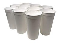 CSBD Stadium 32 oz. Plastic Cups, 10 Pack, Blank Reusable Drink Tumblers for Parties, Events, Marketing, Weddings, DIY Projects or BBQ Picnics, No BPA (White)