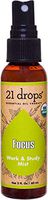 21 drops Focus Aromatherapy Room Mist - Natural, Certified Organic, Pure Therapeutic Quality 1st Press Essential Oil Spray for Improved Work & Study