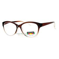 Multi Focus Progressive Reader Glasses 3 Powers in 1 Cat Eye Brown Clear +2.50