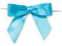 6ct. Pre-Tied Turquoise 3" Satin Gift Bows Wire Ties Ready-to-Use 7/8" Ribbon nfLG -1367