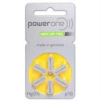 PowerOne Mercury Free Hearing Aid Batteries Size 10 - Pack of 30 + Free Battery Caddy