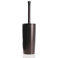 mDesign Slim Compact Plastic Toilet Bowl Brush and Holder for Bathroom Storage - Sturdy, Deep Cleaning - Bronze