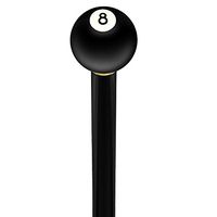 Genuine 8-Ball Handle Walking Stick (Cane) w/Black Beechwood Shaft & Brass Collar