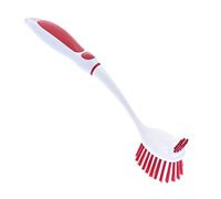 Superio Kitchen Brush Scrubber with Rubber Grip Handle, Dish Cookware and Vegetable Brush Red, Non-Scratch Soft Bristles - Double Sided Sturdy Bristles, All Purpose Cleaner