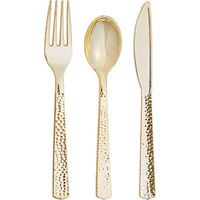 Club Pack Hammered Look Metallic Gold Assorted Cutlery, Box of 288 Pieces (96 Place Settings)