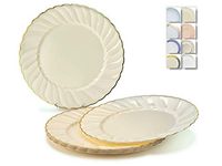 " OCCASIONS" 40 Plates Pack, Heavyweight Disposable Wedding Party Plastic Plates (10.25'' Dinner Plate, Blossom Ivory & Gold)