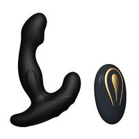 a-YUEYUE Electric Silicone Men's Massager with Remote Control Double Shock