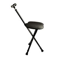 MSQL Folding Canes Seat Walking Stick Massage Canes Chair, with LED Light, Height Adjustable for Elder Parents Gift,Black