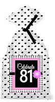 CakeSupplyShop Item#PGB-082 Happy 81st Birthday Pink w. Black Polka Dot Party Favor Bags with Ties -12pk