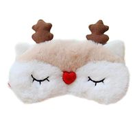 Frcolor Cartoon Animal Plush Sleep Eye Mask Cute Elk Traveling Night Blindfold Eye Cover for Women Girls